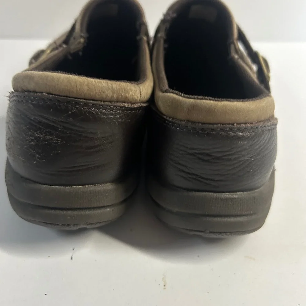 Merrell Leather Slip On Shoes Brown Womens 7.5 Buckle Strap Walking Loafer